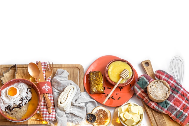 Assorted dishes on table